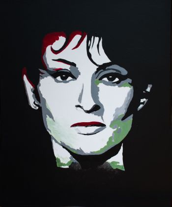 Octobre 2018 - Acrylique sur toile. Dim. : 38 x 46 cm - Portrait de la chanteuse.