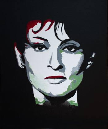 Octobre 2018 - Acrylique sur toile. Dim. : 38 x 46 cm - Portrait de la chanteuse.