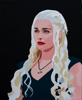 Mai 2021 - Acrylique sur toile, Dim: 60 x 73.
Portrait d'Emilia Clarke, dans le role de Daenerys Targaryen - Game of Thrones.