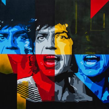 Juin 2021 - Acrylique sur toile - Dim: 100 x 100 cm - Portrait de Mick Jagger