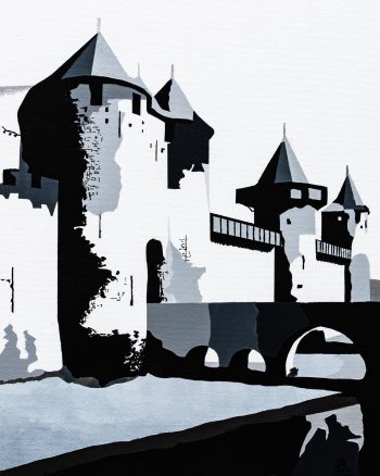 Août 2025 - Acrylique sur carton entoilé. Dim: 40 x 50 cm - Cité de Carcassonne